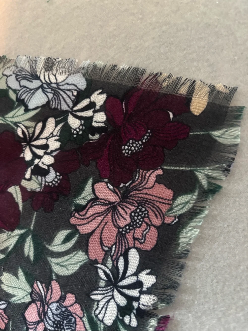Loft Floral Print Charcoal/Black Wrap Scarf